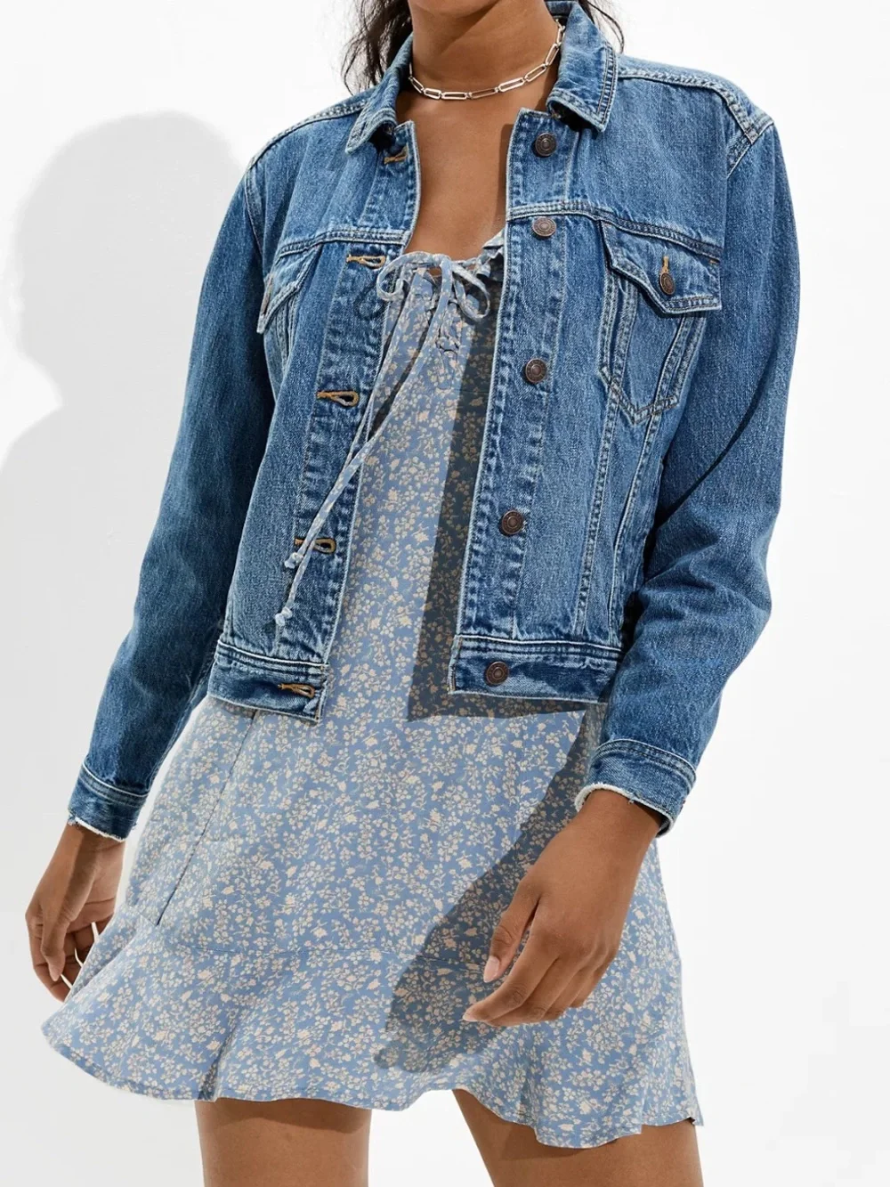 American Eagle Blue Floral Summer Mini Dress